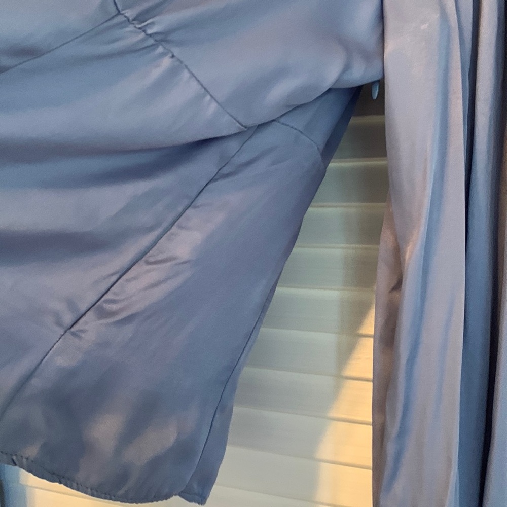 🛑SOLD🛑 Zara Satin Effect Button Top Long Sleeve Top Periwinkle - Picture 8 of 12